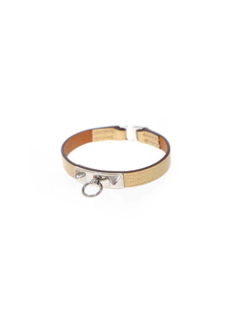 Hermes Mini Rival Leather Bracelet Gold T2